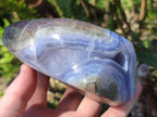 Polished and Natural Blue Lace Agate Standing Display Pieces x 2 From Nsanje, Malawi - Toprock Gemstones and Minerals 
