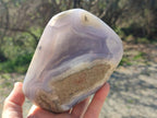 Polished and Natural Blue Lace Agate Standing Display Pieces x 2 From Nsanje, Malawi - Toprock Gemstones and Minerals 