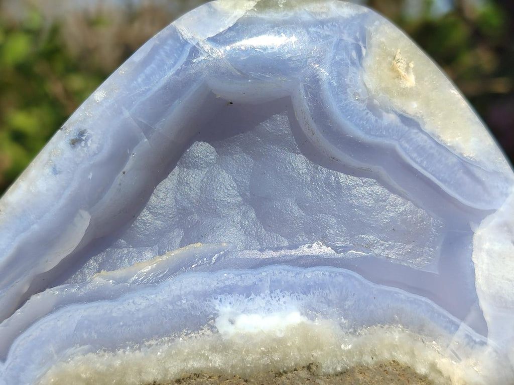 Polished and Natural Blue Lace Agate Standing Display Pieces x 2 From Nsanje, Malawi - Toprock Gemstones and Minerals 