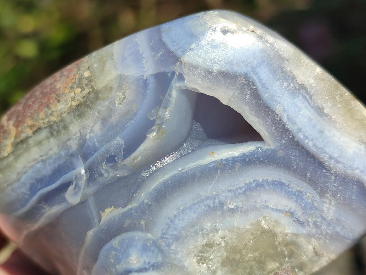 Polished and Natural Blue Lace Agate Standing Display Pieces x 2 From Nsanje, Malawi - Toprock Gemstones and Minerals 
