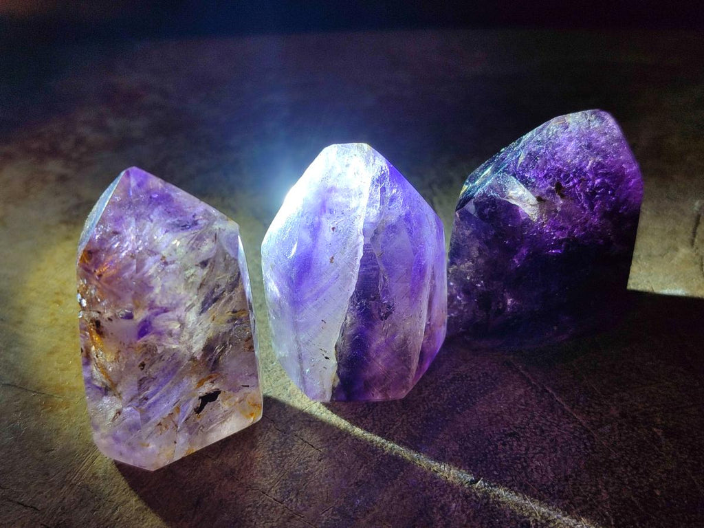 Polished Purple Window Amethyst Crystals x 20 From Akansobe, Madagascar - Toprock Gemstones and Minerals 
