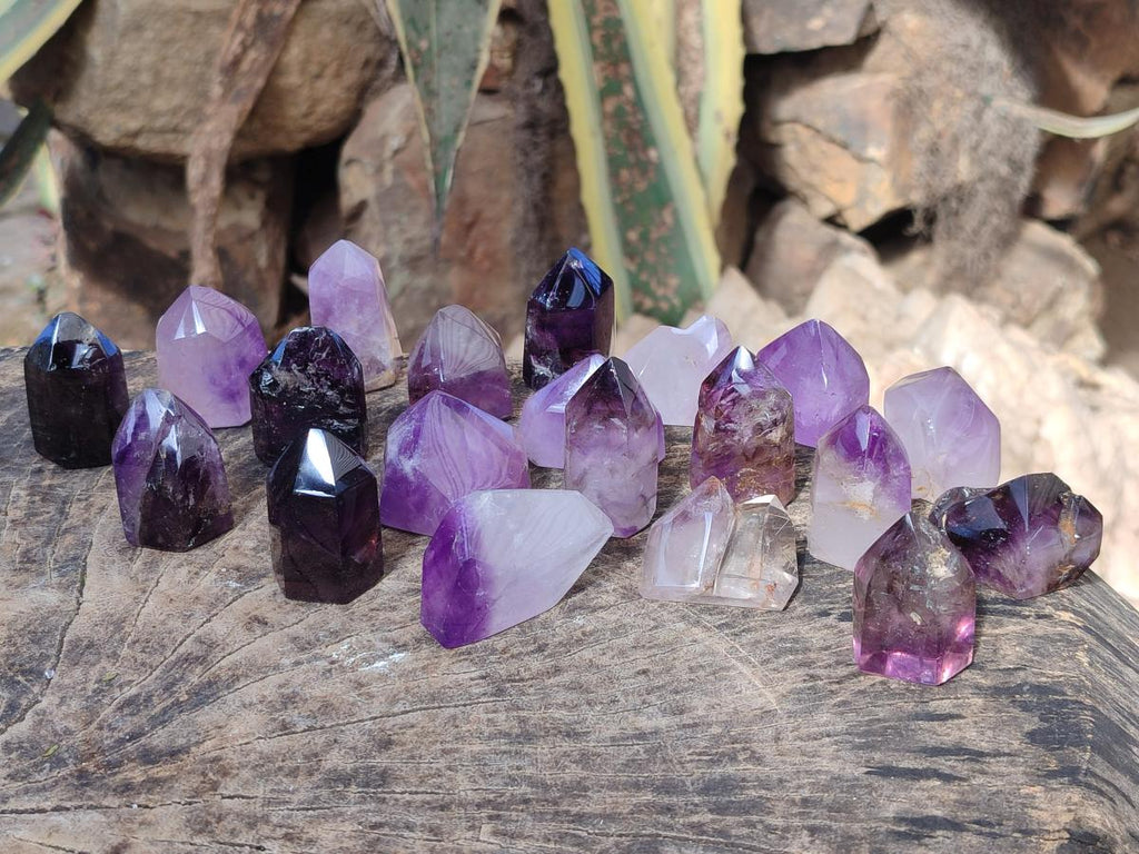 Polished Purple Window Amethyst Crystals x 20 From Akansobe, Madagascar - Toprock Gemstones and Minerals 