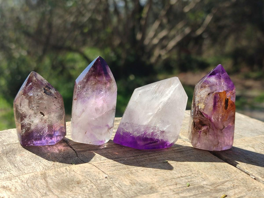 Polished Purple Window Amethyst Crystals x 20 From Akansobe, Madagascar - Toprock Gemstones and Minerals 