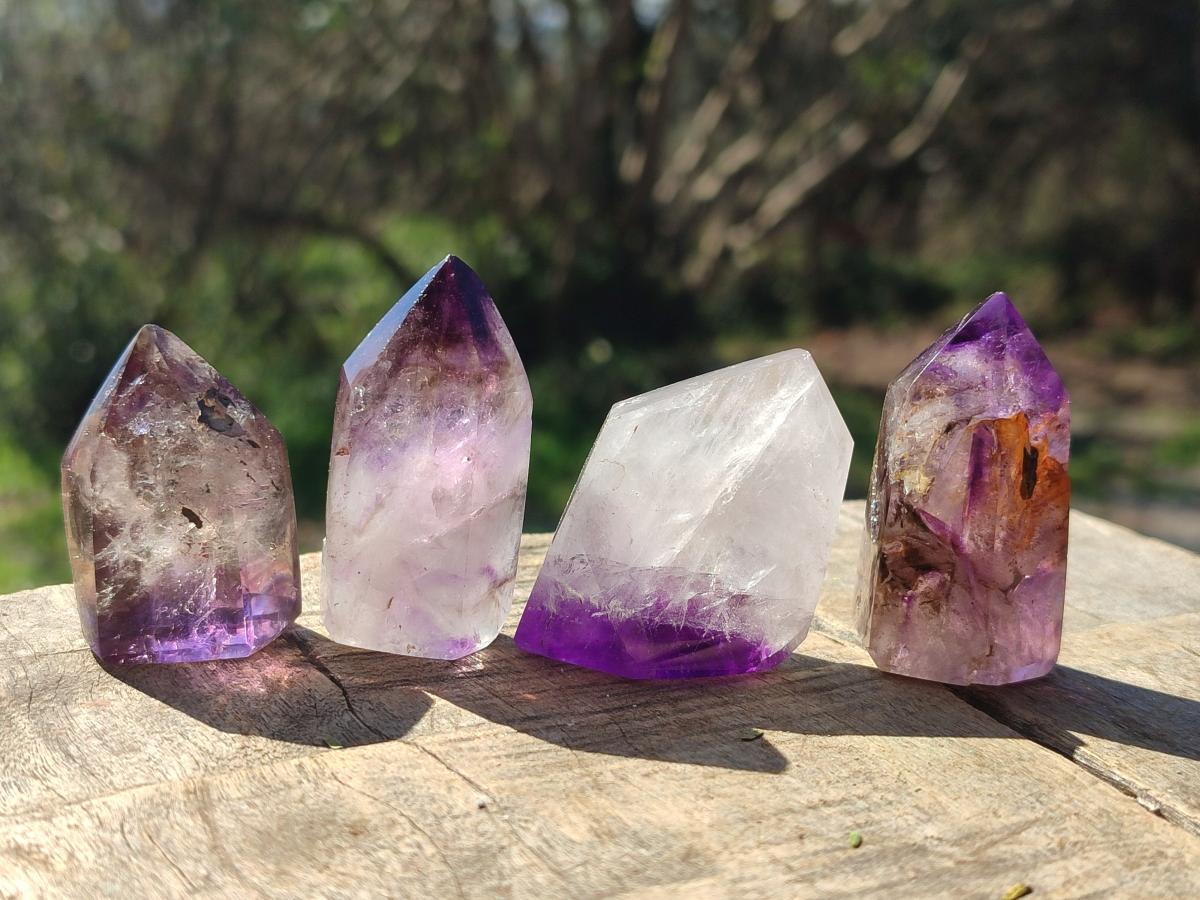 Polished Purple Window Amethyst Crystals x 20 From Akansobe, Madagascar - Toprock Gemstones and Minerals 
