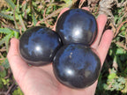 Polished Large Black Basalt Galets x 12 From Madagascar - Toprock Gemstones and Minerals 