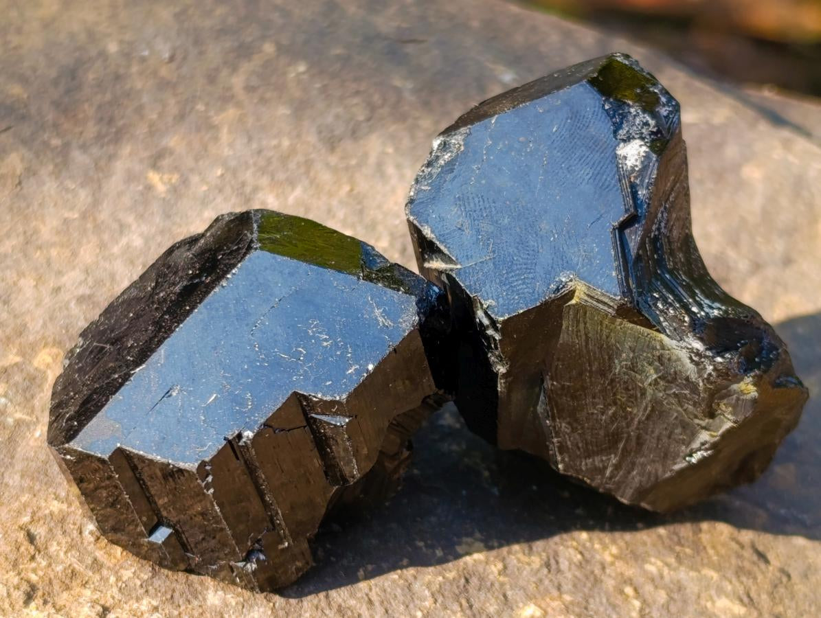 Natural Schorl Black Tourmaline Specimens x 12 From Erongo, Namibia - Toprock Gemstones and Minerals 