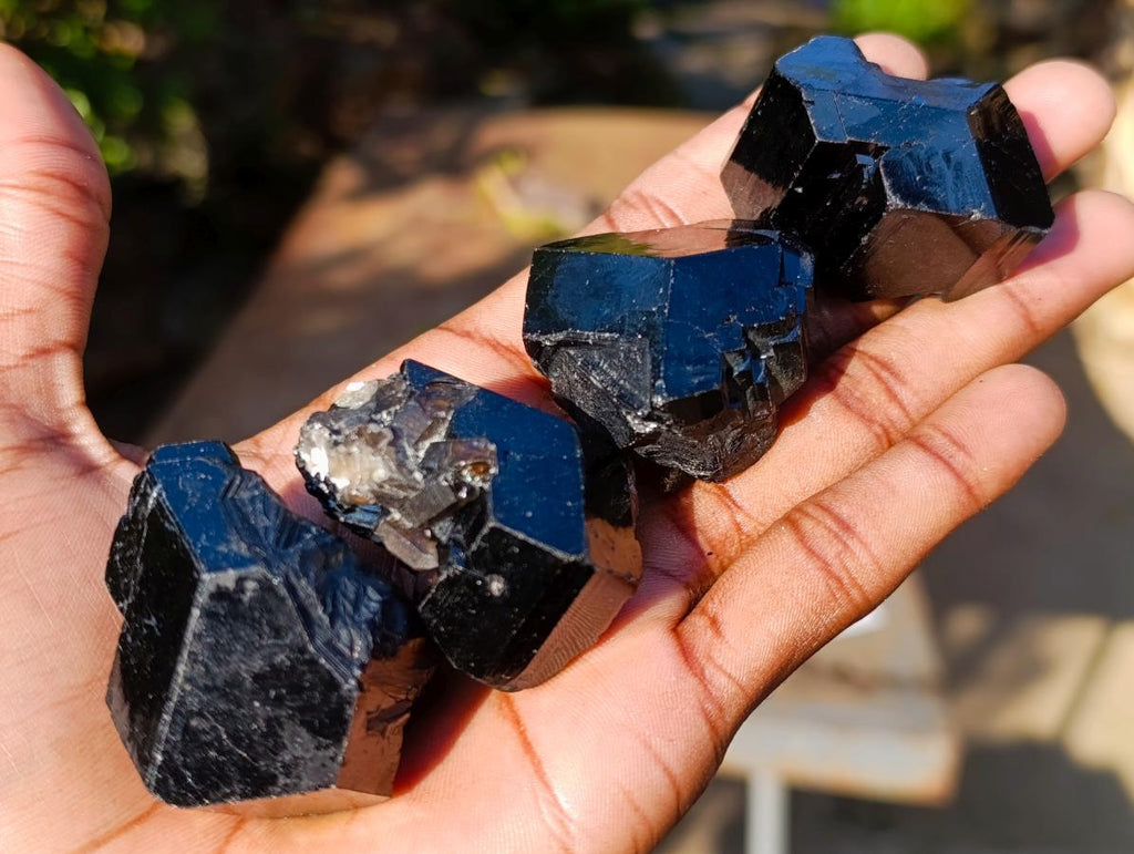 Natural Schorl Black Tourmaline Specimens x 12 From Erongo, Namibia - Toprock Gemstones and Minerals 