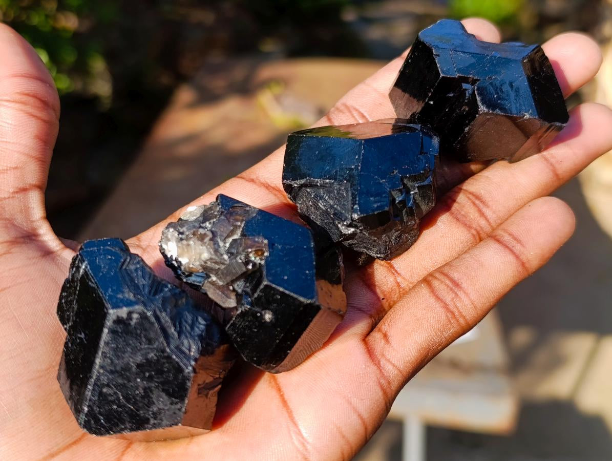 Natural Schorl Black Tourmaline Specimens x 12 From Erongo, Namibia - Toprock Gemstones and Minerals 
