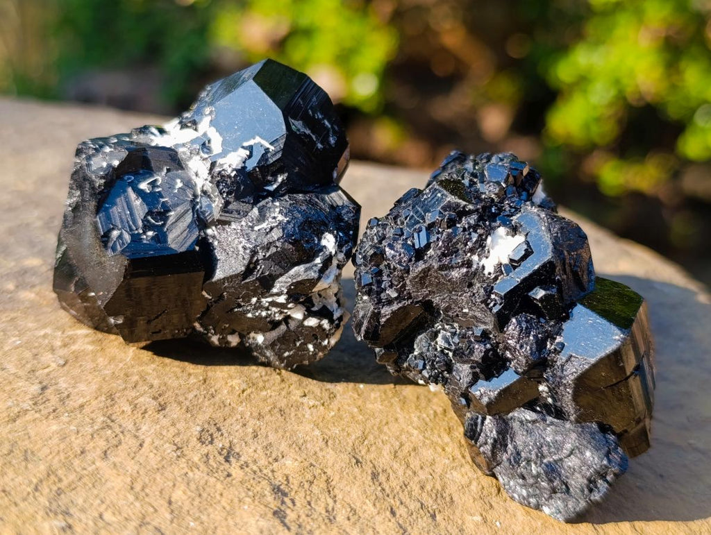 Natural Schorl Black Tourmaline Specimens x 12 From Erongo, Namibia - Toprock Gemstones and Minerals 