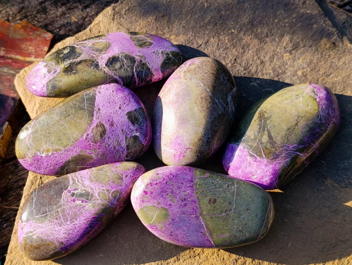 Polished Stichtite Standing Display Pieces x 6 From Barberton, South Africa - Toprock Gemstones and Minerals 