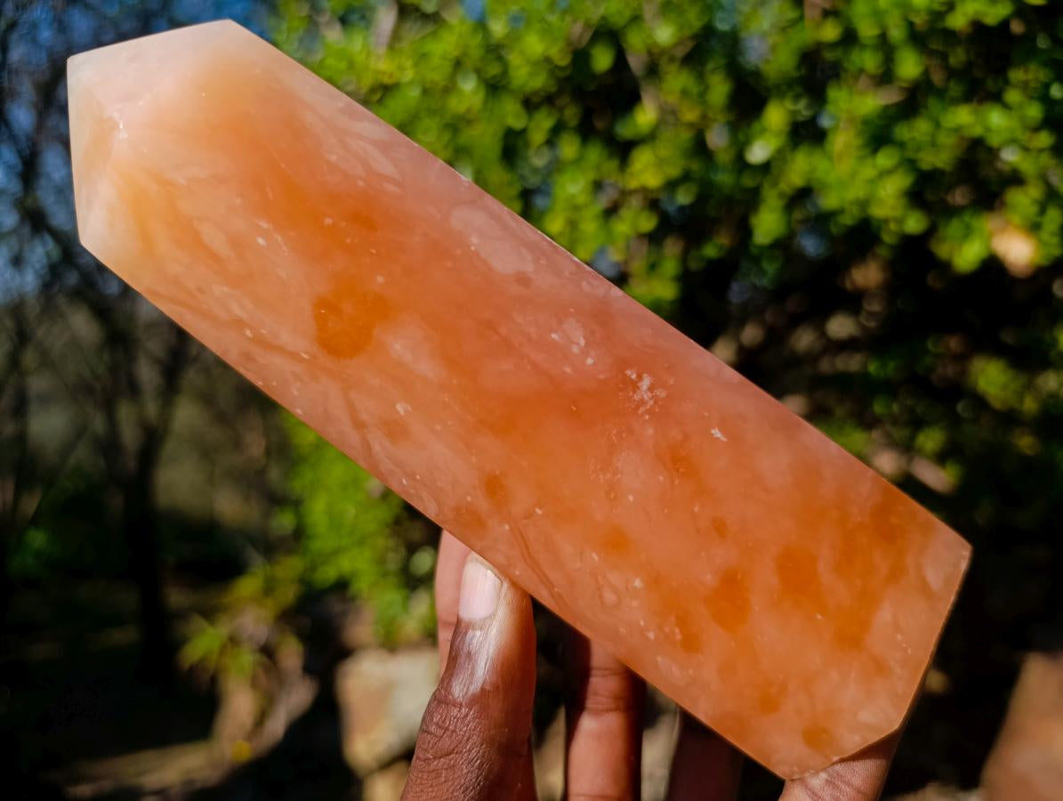 Polished Large Orange Twist Calcite Display Crystals x 2 From Maevantanana, Madagascar - Toprock Gemstones and Minerals 