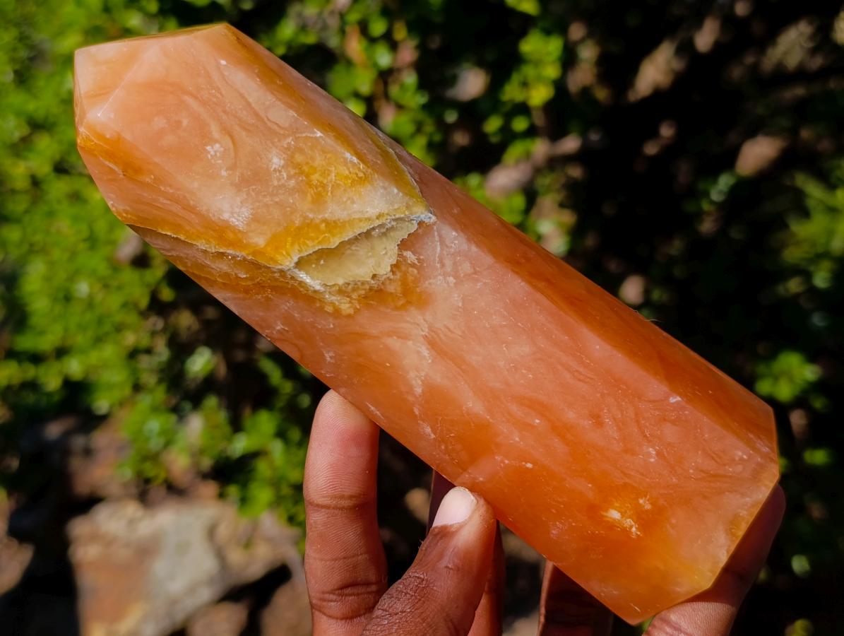 Polished Large Orange Twist Calcite Display Crystals x 2 From Maevantanana, Madagascar - Toprock Gemstones and Minerals 