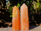 Polished Large Orange Twist Calcite Display Crystals x 2 From Maevantanana, Madagascar - Toprock Gemstones and Minerals 