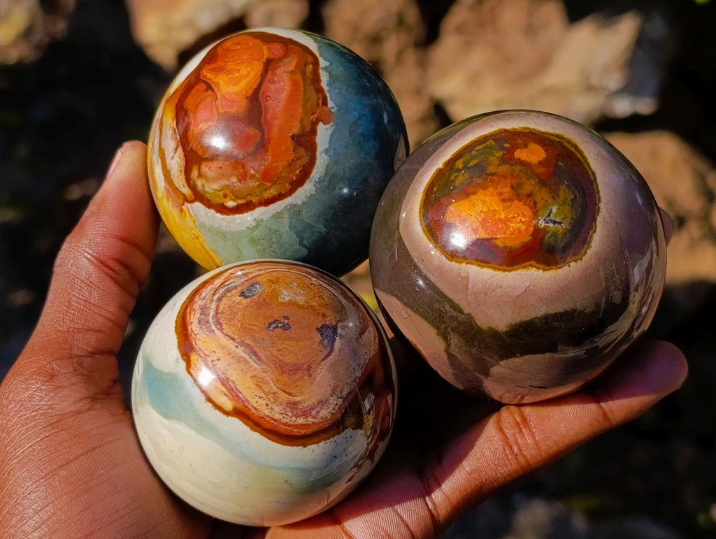 Polished Polychrome Jasper Spheres x 5 From Androka, Madagascar - Toprock Gemstones and Minerals 