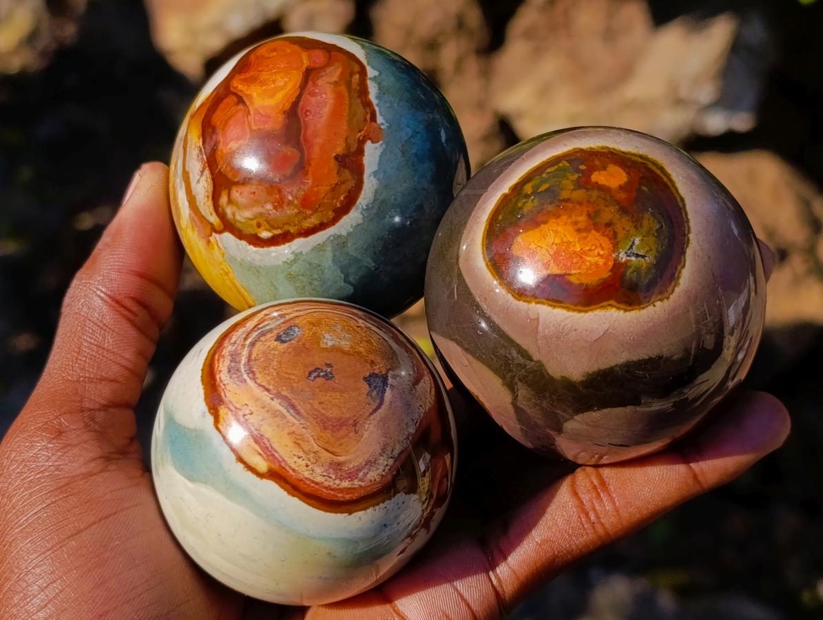 Polished Polychrome Jasper Spheres x 5 From Androka, Madagascar - Toprock Gemstones and Minerals 