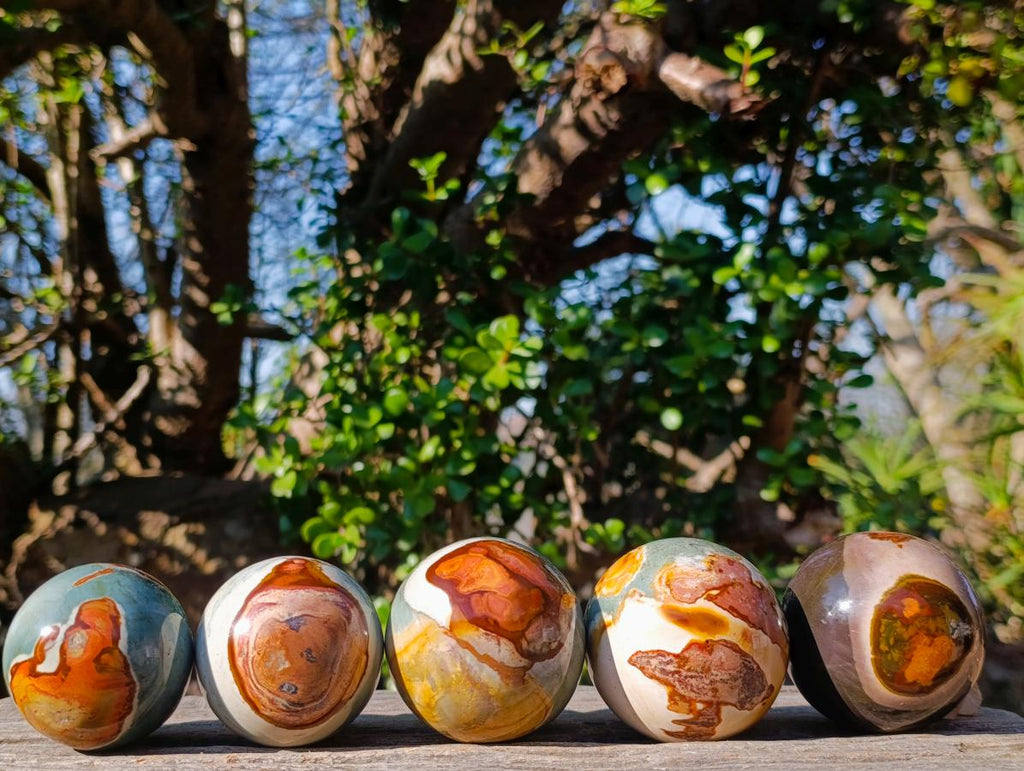 Polished Polychrome Jasper Spheres x 5 From Androka, Madagascar - Toprock Gemstones and Minerals 