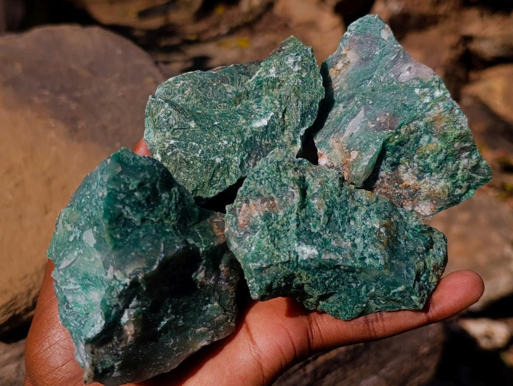 Natural Swazi Jade Cobbed Specimens x 24 From Swaziland - Toprock Gemstones and Minerals 