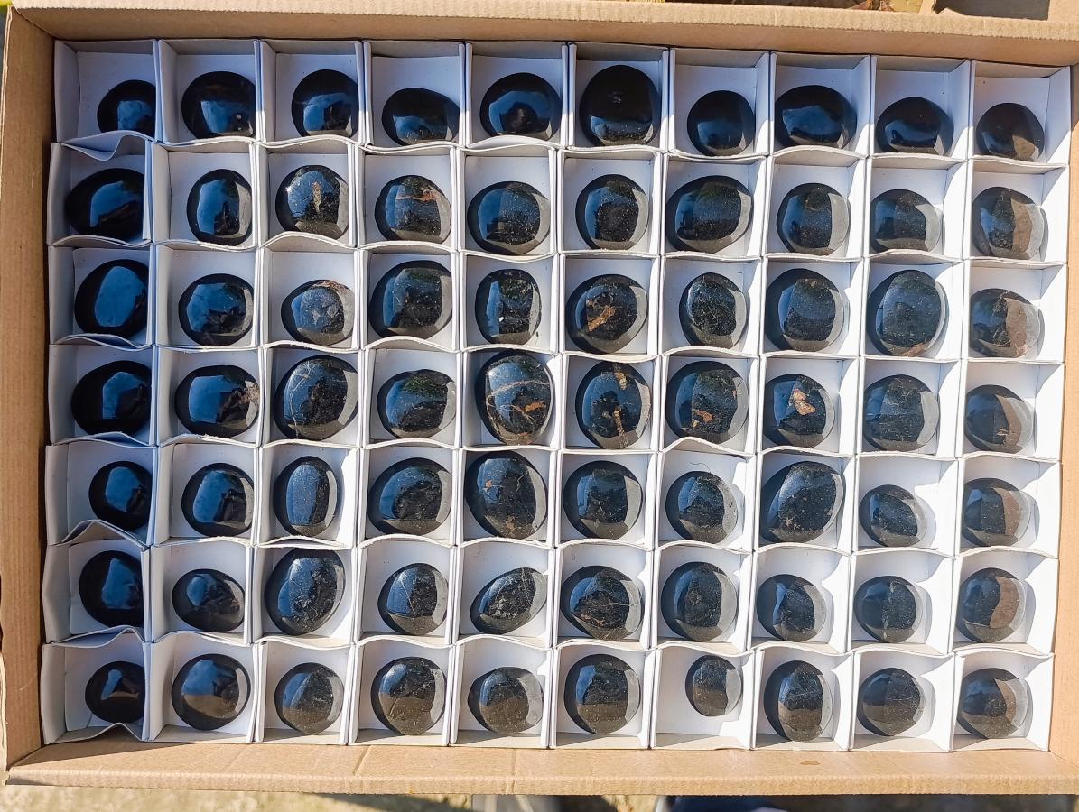 Polished Black Tourmaline Jewellery Size Galets x 70 From Madagascar - Toprock Gemstones and Minerals 