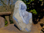 Polished Large Blue Lace Agate Standing Display Piece with Dog Tooth Calcite x 1 From Nsanje, Malawi - Toprock Gemstones and Minerals 