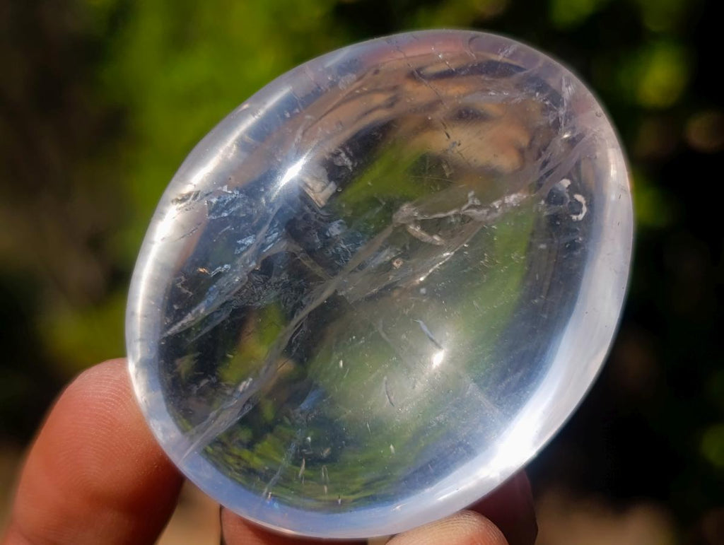 Polished Girasol Pearl Quartz Palm Stones x 20 From Ambatondrazaka, Madagascar - Toprock Gemstones and Minerals 