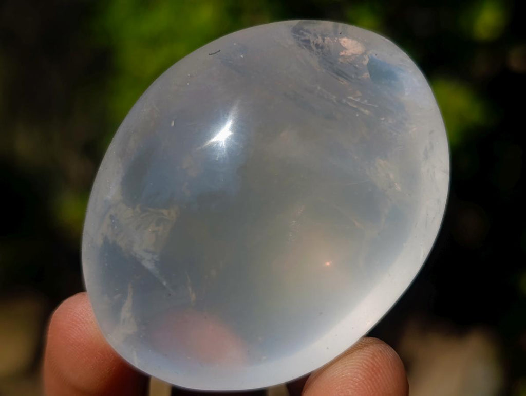 Polished Girasol Pearl Quartz Palm Stones x 20 From Ambatondrazaka, Madagascar - Toprock Gemstones and Minerals 