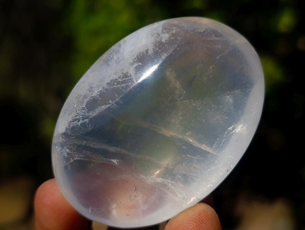Polished Girasol Pearl Quartz Palm Stones x 20 From Ambatondrazaka, Madagascar - Toprock Gemstones and Minerals 