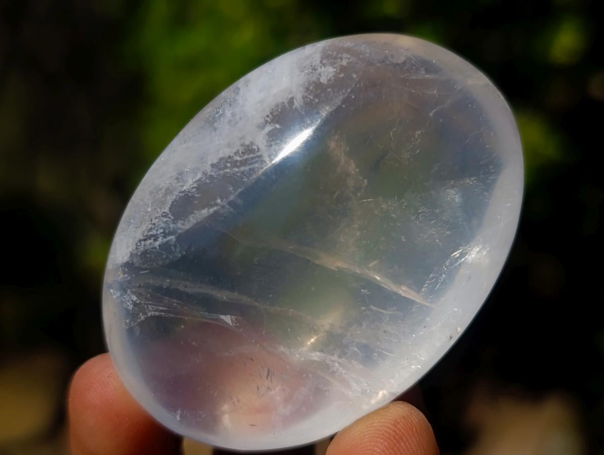 Polished Girasol Pearl Quartz Palm Stones x 20 From Ambatondrazaka, Madagascar - Toprock Gemstones and Minerals 