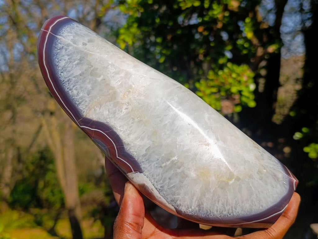 Polished Large Red Bordered Shashe River Agate Standing Display Piece x 1 From Shashe River, Zimbabwe - Toprock Gemstones and Minerals 