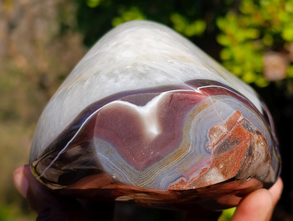 Polished Large Red Bordered Shashe River Agate Standing Display Piece x 1 From Shashe River, Zimbabwe - Toprock Gemstones and Minerals 