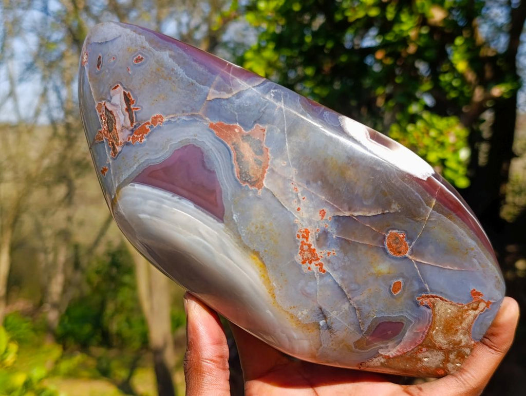 Polished Large Red Bordered Shashe River Agate Standing Display Piece x 1 From Shashe River, Zimbabwe - Toprock Gemstones and Minerals 