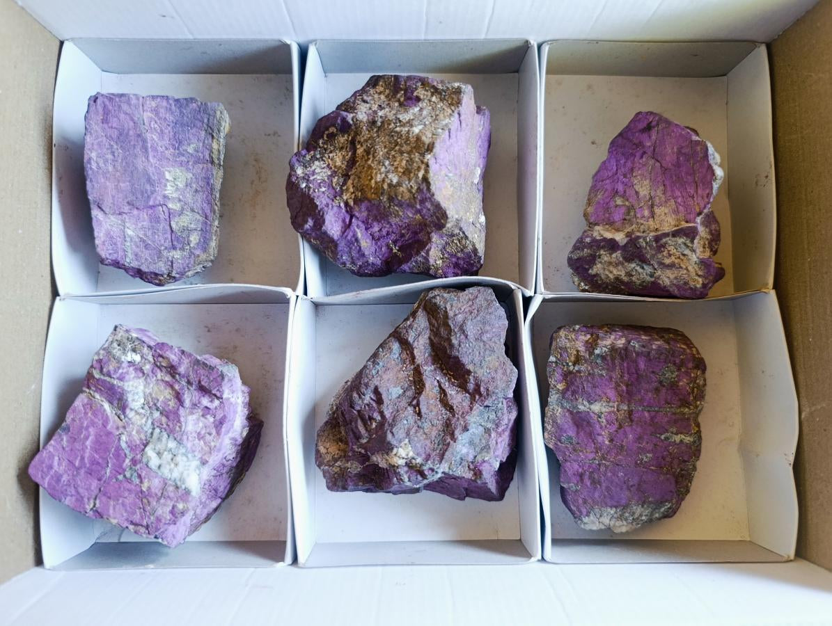 Natural Metallic Cobbed Purpurite Specimens x 6 From Erongo, Namibia - Toprock Gemstones and Minerals 