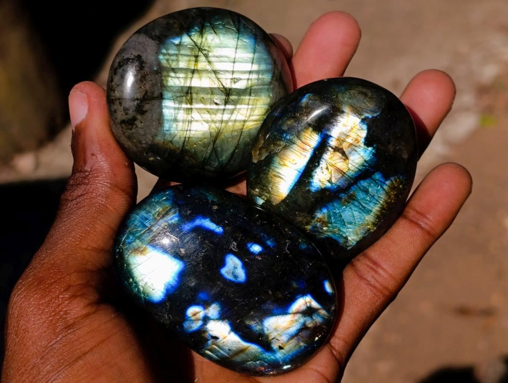 Polished Labradorite Palm Stones x 20 From Madagascar - Toprock Gemstones and Minerals 