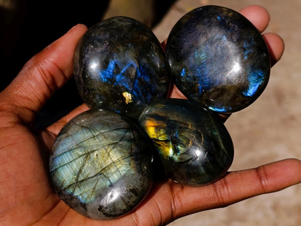 Polished Labradorite Palm Stones x 20 From Madagascar - Toprock Gemstones and Minerals 