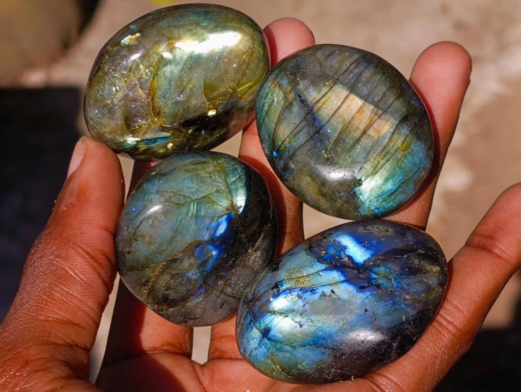 Polished Labradorite Palm Stones x 20 From Madagascar - Toprock Gemstones and Minerals 