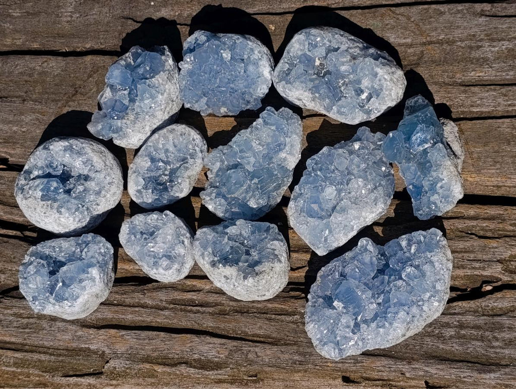 Natural Blue Celestite Specimens x 12 From Sakoany, Madagascar - Toprock Gemstones and Minerals 