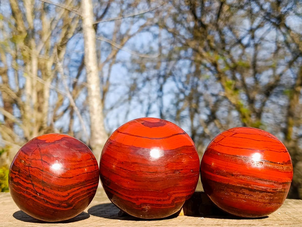 Polished Banded Red Jasper Spheres with Siliver Hematite x 2 From Zimbabwe - Toprock Gemstones and Minerals 