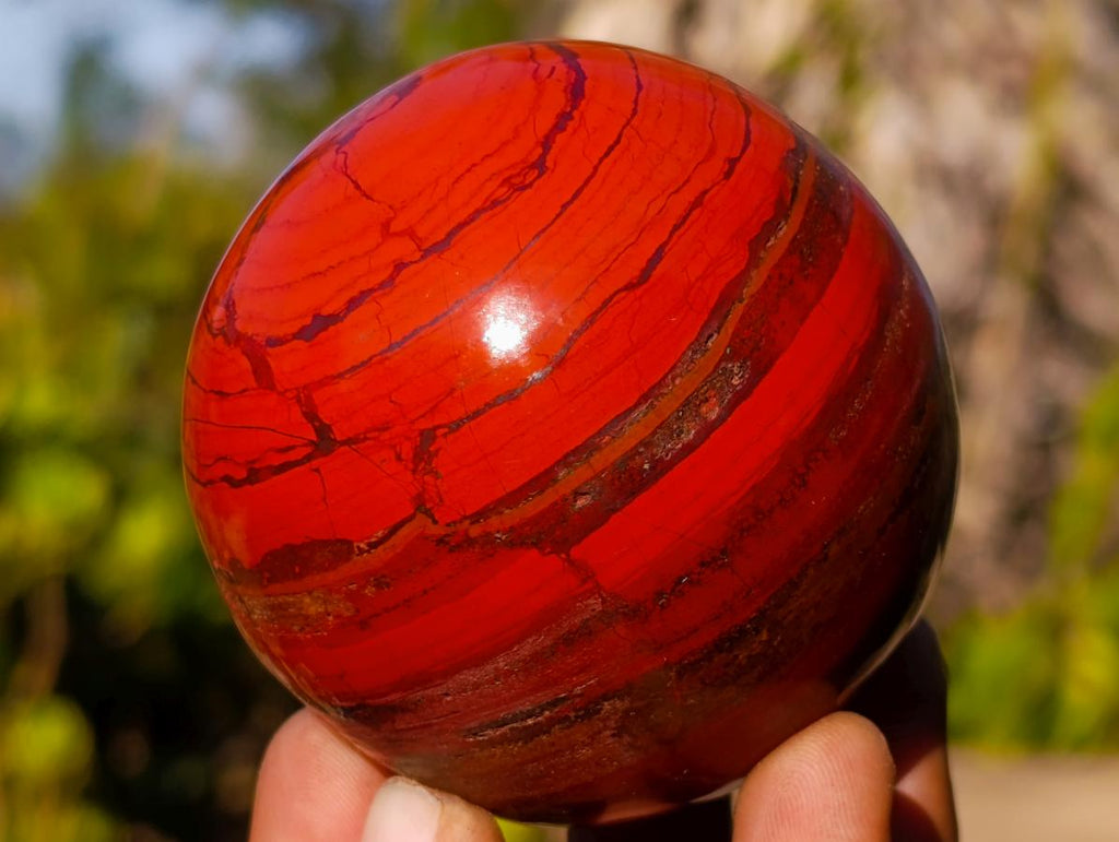 Polished Banded Red Jasper Spheres with Siliver Hematite x 2 From Zimbabwe - Toprock Gemstones and Minerals 