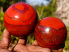 Polished Banded Red Jasper Spheres with Siliver Hematite x 2 From Zimbabwe - Toprock Gemstones and Minerals 