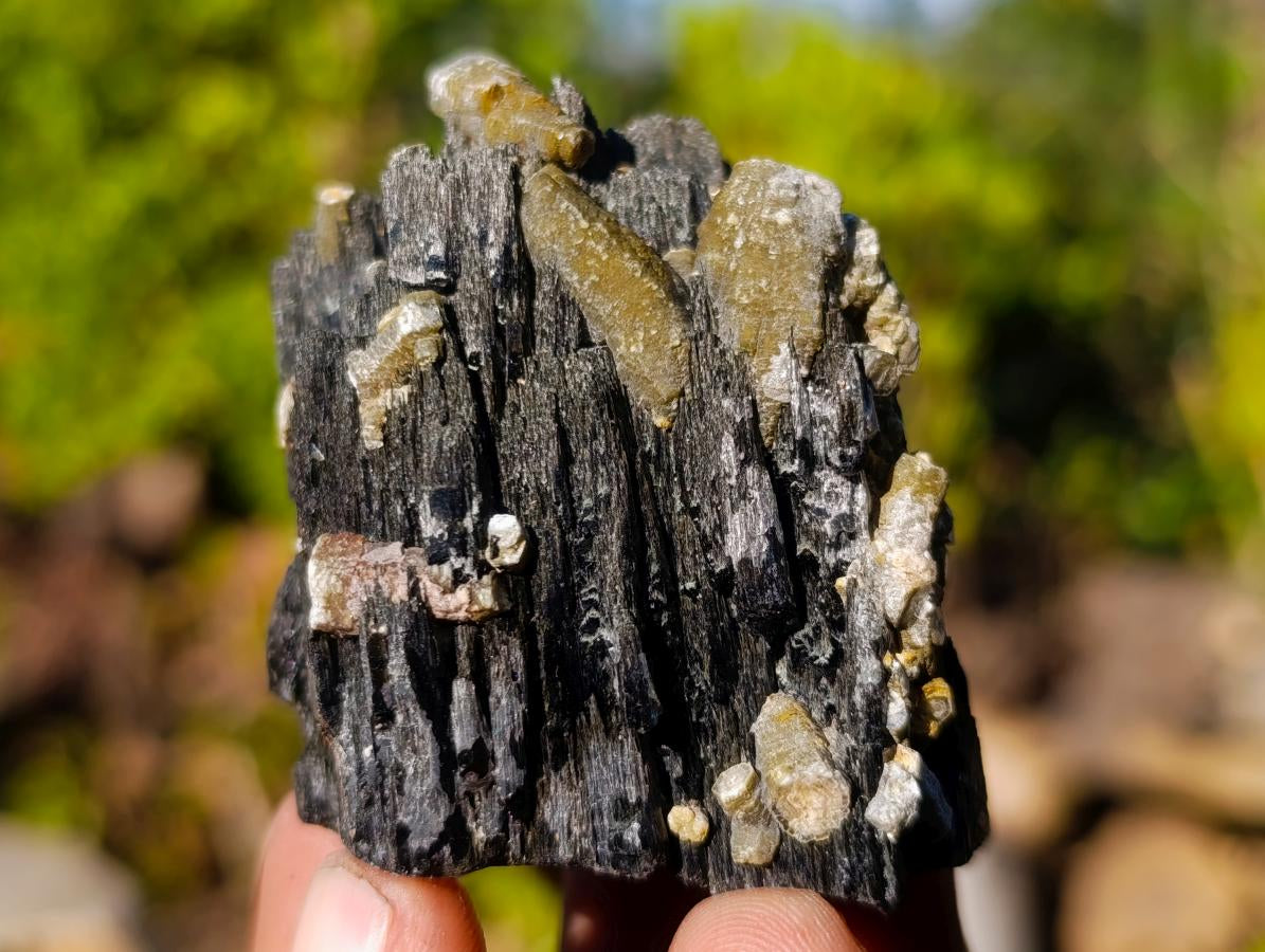 Natural Schorl Black Tourmaline Specimens with Associated Minerals x 6 From Erongo, Namibia - Toprock Gemstones and Minerals 