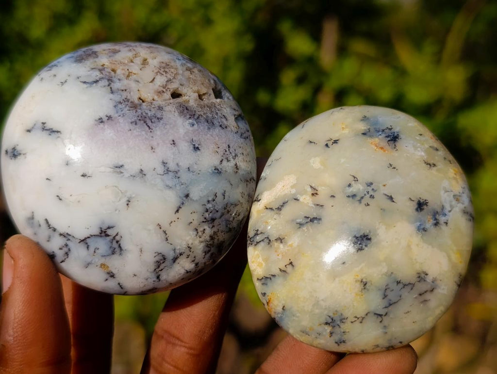 Polished Large Fluorescent Dendritic Opal Palm Stones x 12 From Moralambo, Madagascar - Toprock Gemstones and Minerals 