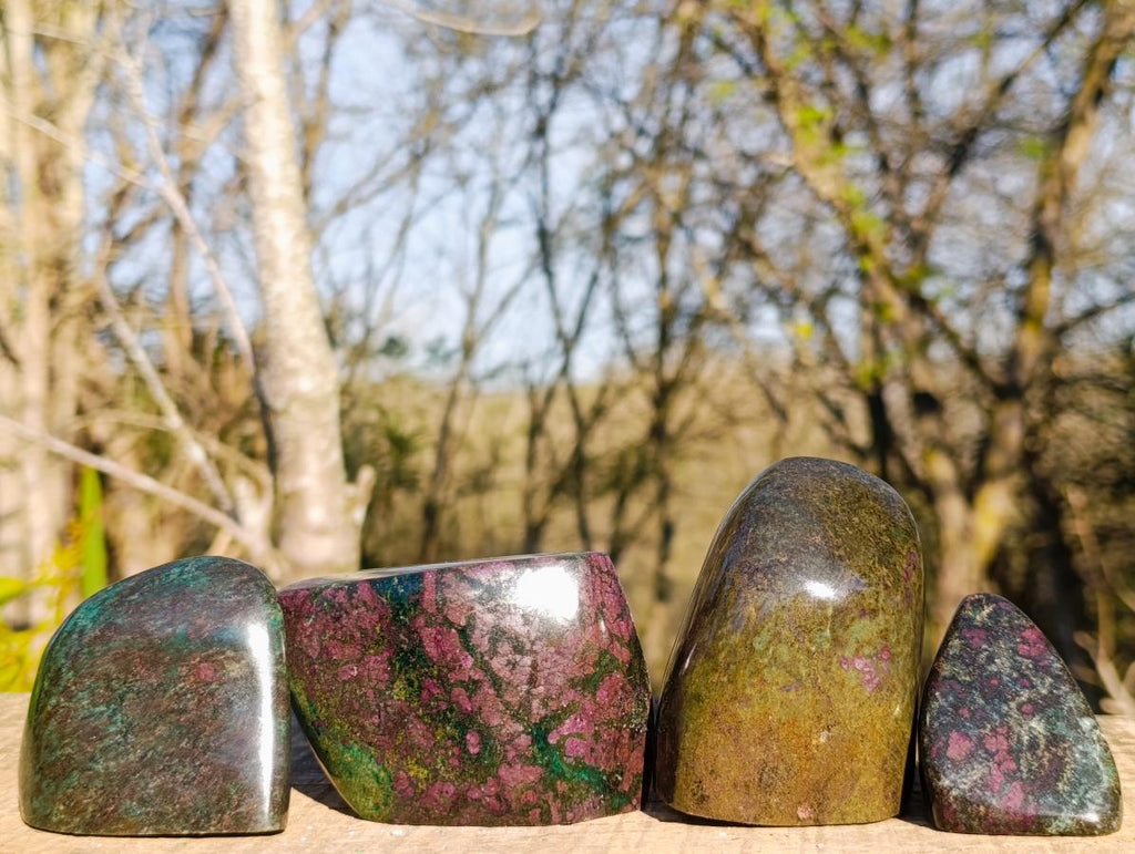 Polished Chrome Verdite Gemstone Standing Display Pieces x 4 From Zimbabwe - Toprock Gemstones and Minerals 
