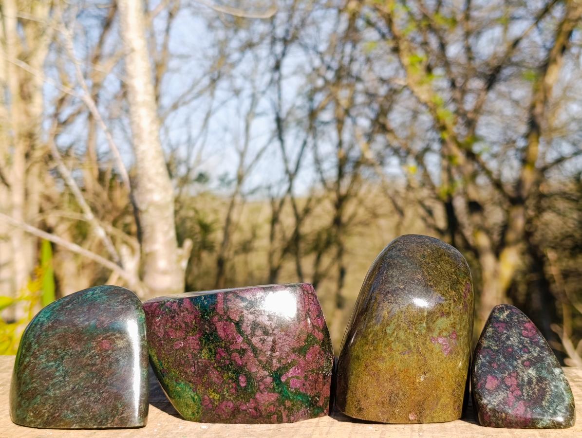 Polished Chrome Verdite Gemstone Standing Display Pieces x 4 From Zimbabwe - Toprock Gemstones and Minerals 