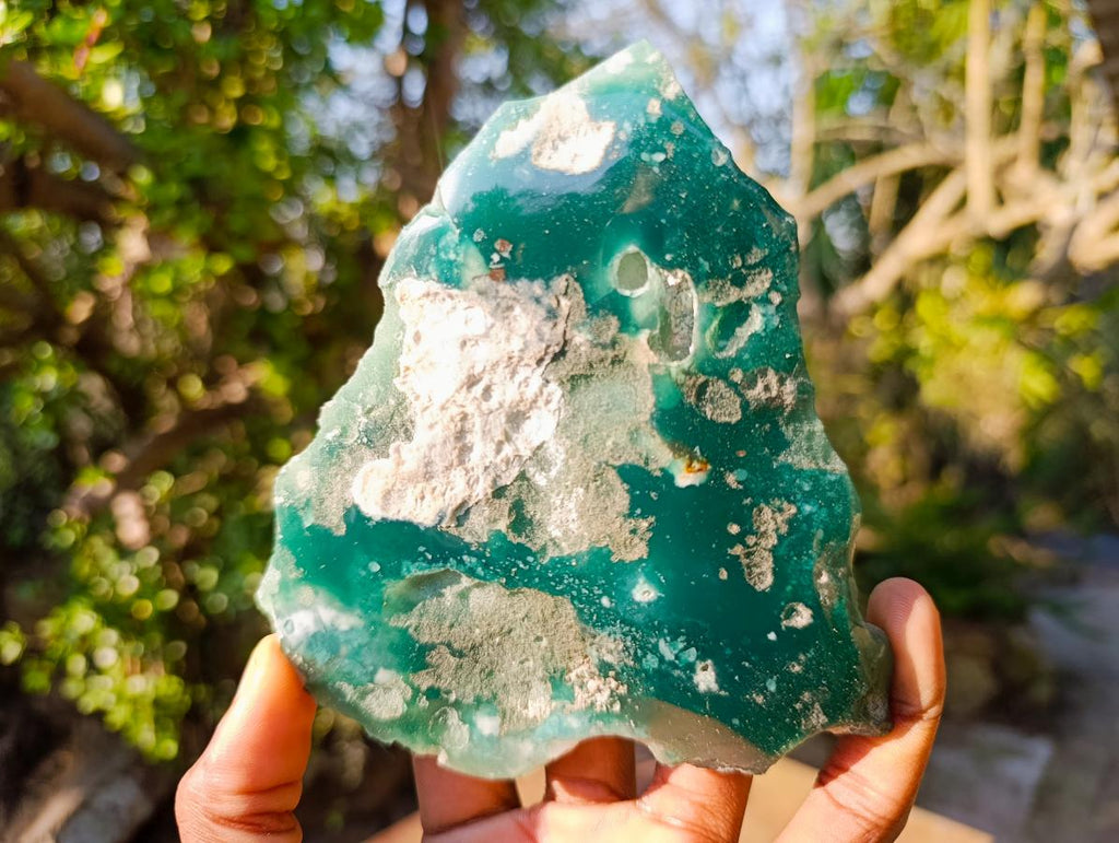 Polished One Side Mtorolite Chrysoprase Slices x 6 From Mutorashanga, Zimbabwe