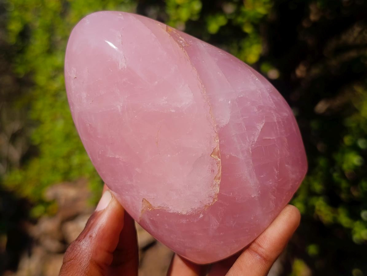 Polished Gemmy Rose Quartz Standing Display Pieces x 2 From Madagascar