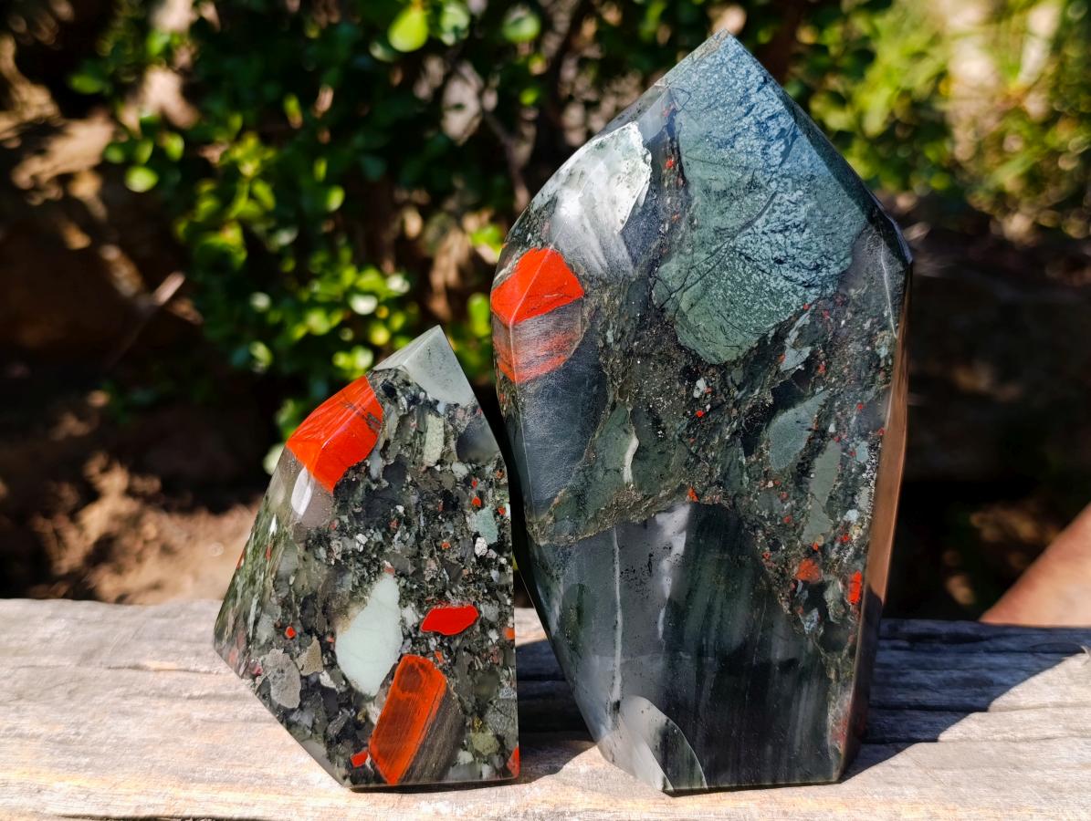 Polished Bloodstone Display Crystals x 2 From Swaziland