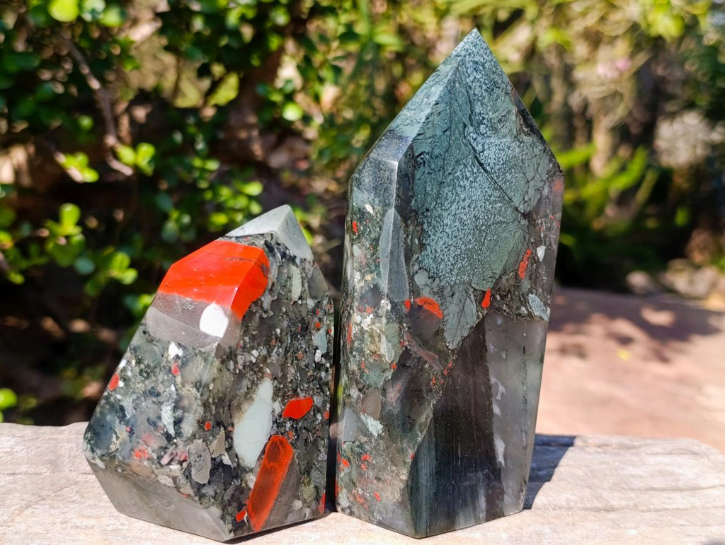 Polished Bloodstone Display Crystals x 2 From Swaziland