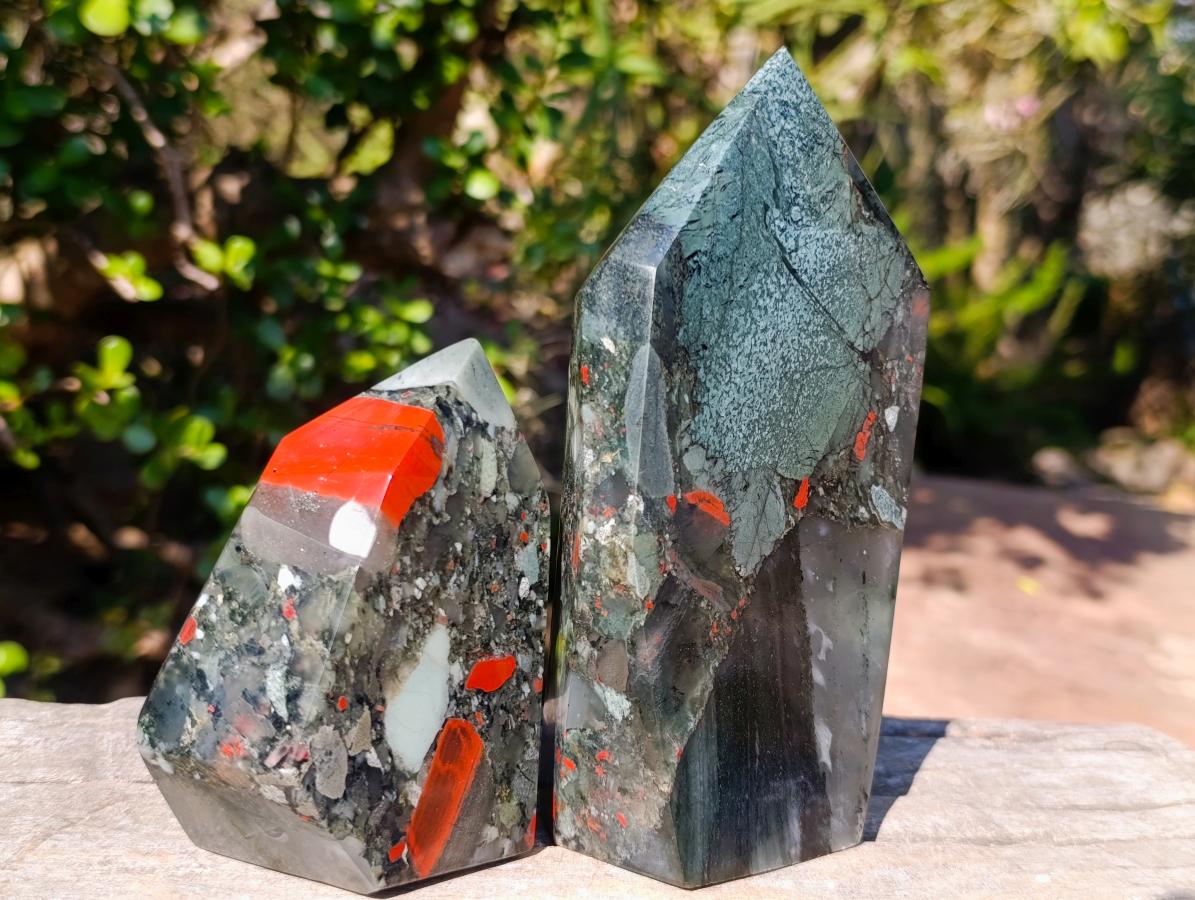 Polished Bloodstone Display Crystals x 2 From Swaziland