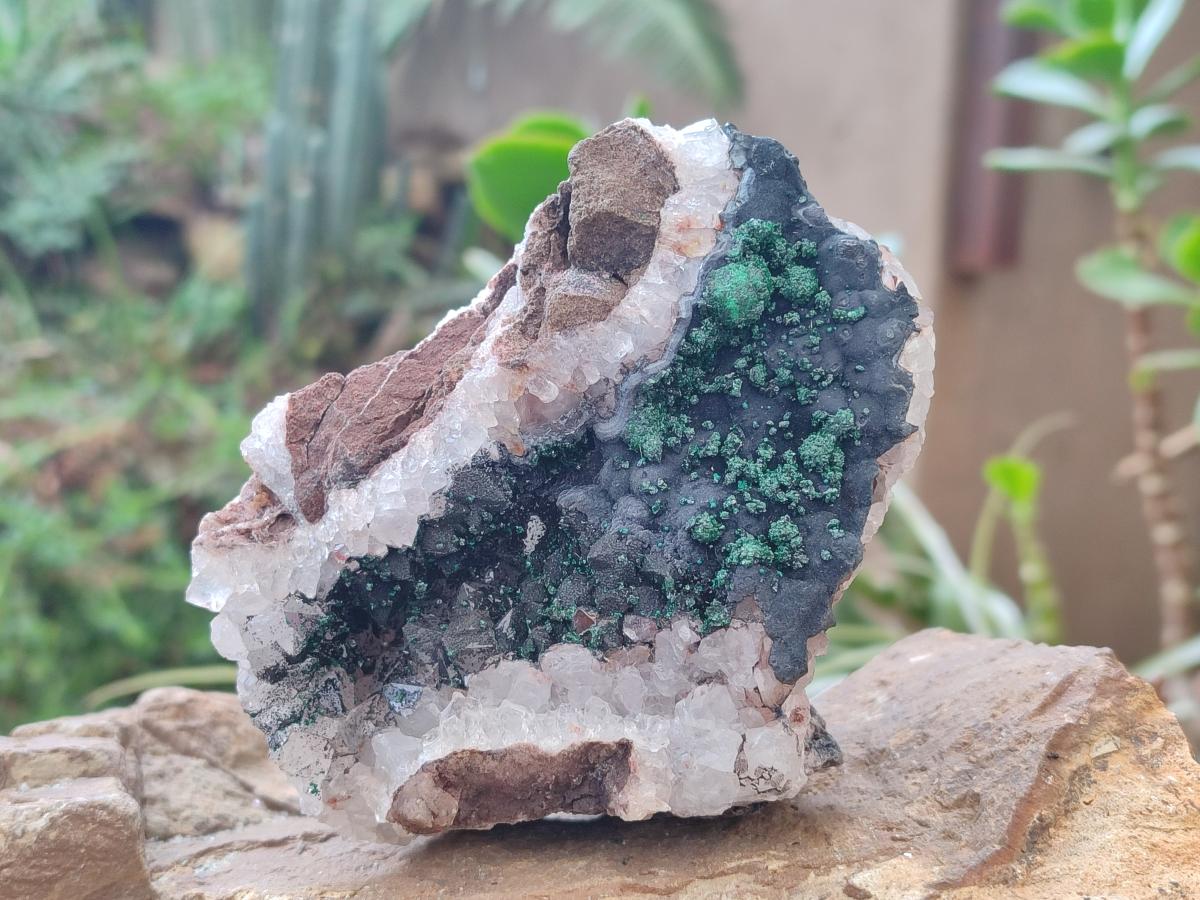 Natural Ball Malachite Specimens on Quartz and Dolomite Matrix x 2 From Mindingi Mine, Kambove, Congo - Toprock Gemstones and Minerals 