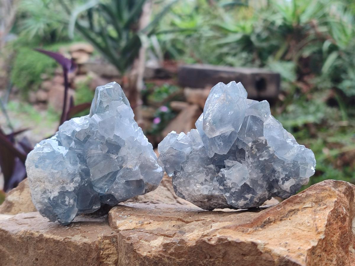 Natural Blue Celestite Specimens x 6 From Sakoany, Madagascar - Toprock Gemstones and Minerals 