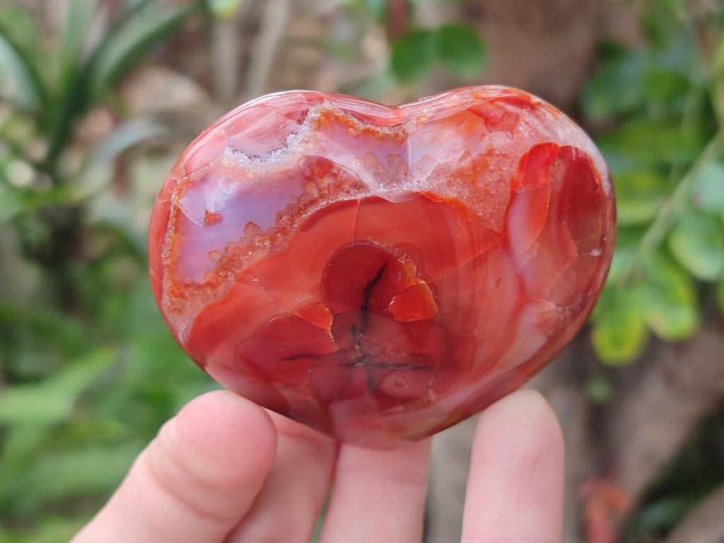 Polished Carnelian Agate Gemstone Hearts x 6 From Madagascar - Toprock Gemstones and Minerals 